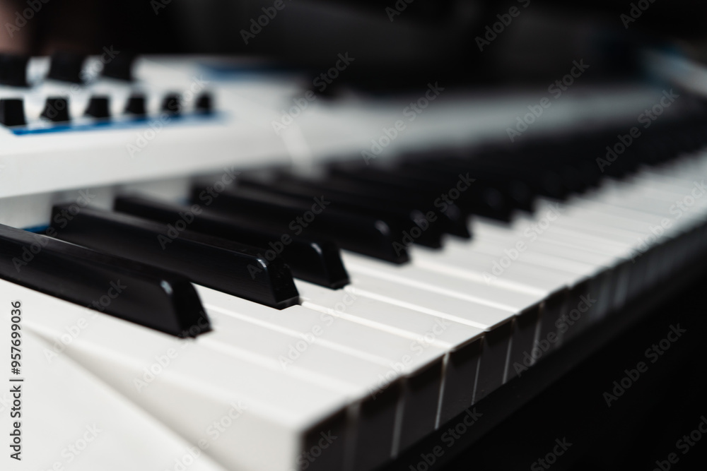 Synthesizer keys close up Synthesizer keys close up