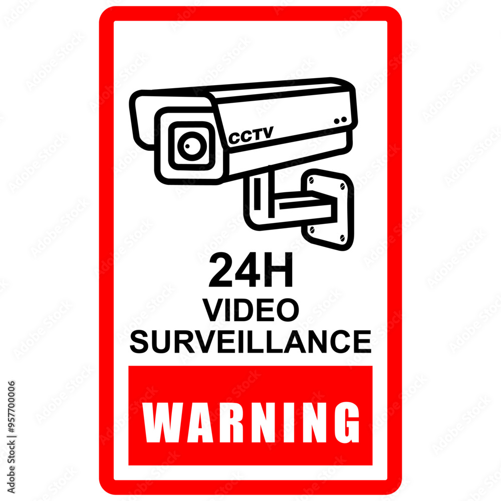 Naklejka premium CCTV, label and sign vector