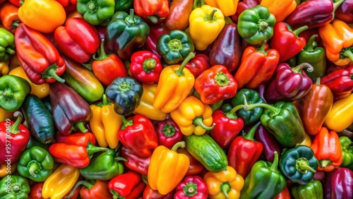 Vibrant and colorful close-up image of assorted Capsicum peppers , Capsicum, Paprika, Peppers, Vegetables, Organic, Healthy, Cooking