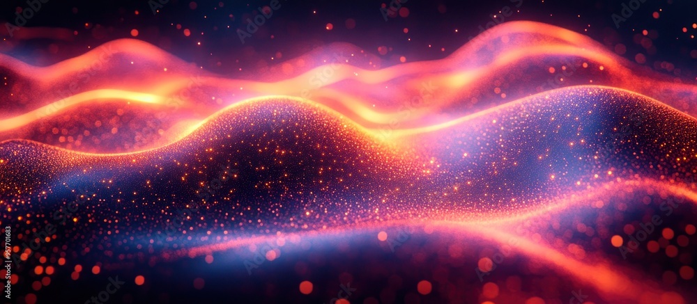 Abstract Digital Landscape with Glowing Particles Abstract Digital Landscape with Glowing Particles