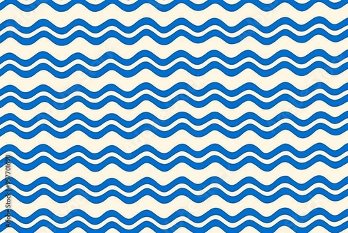 Blue and White Wave Pattern Seamless Background