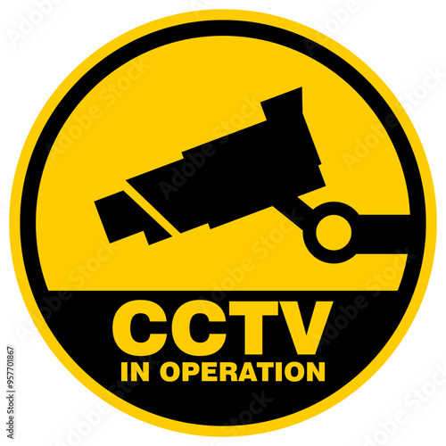 CCTV, label and sign vector 