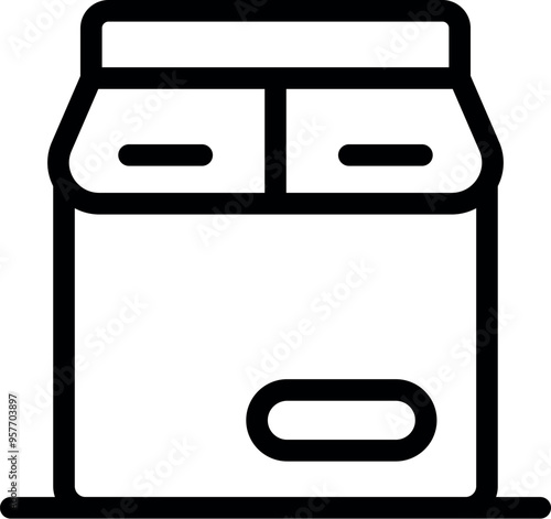 Simple and minimal line icon of a professional double compartment deep fryer machine, ideal for restaurant kitchens