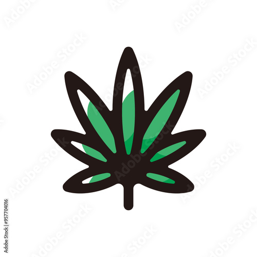 Cannabis leaf of sativa outline icon for graphic design, apps and websites