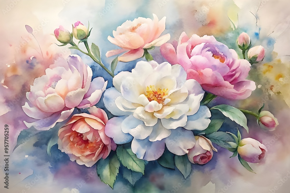 Fototapeta premium watercolor floral flower. floral pattern