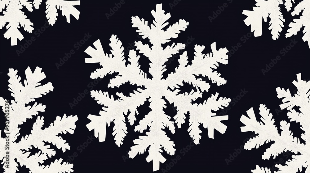 Intricate Snowflake Pattern on Black Background Intricate Snowflake Pattern on Black Background