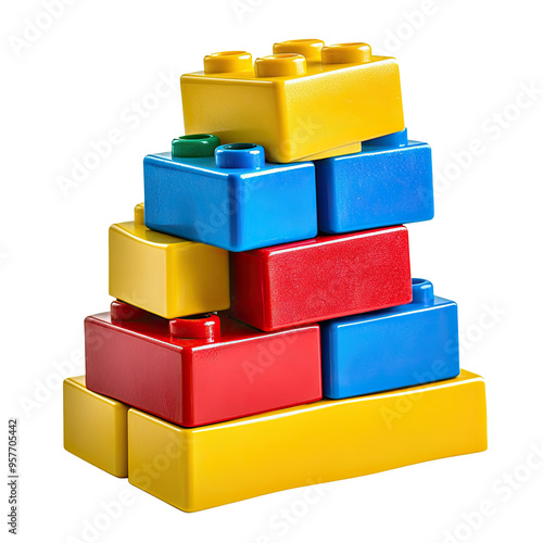 Stack of Colorful Plastic Building Blocks