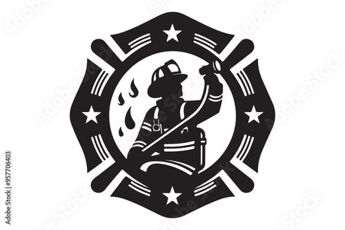 Fire fighter silhouette vector art