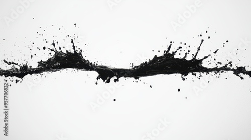 Black Liquid Splashing on White Background