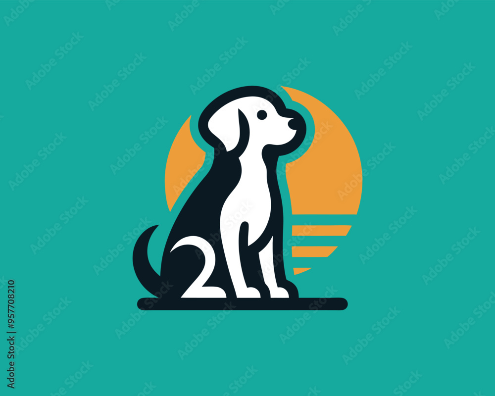 Fototapeta premium Dog logo design icon symbol vector illustration. Color dog logo vector icon