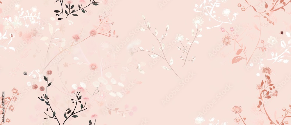 A pastel soft pink background with delicate floral designs A pastel soft pink background with delicate floral designs
