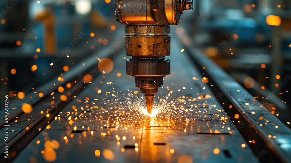 Industrial Laser Cutting Machine in Action Industrial Laser Cutting Machine in Action