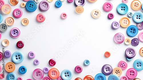 pastel light colorful buttons in various sizes on a white background