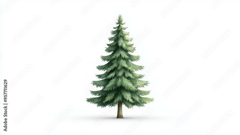 A large green pine tree is the main focus of the image A large green pine tree is the main focus of the image
