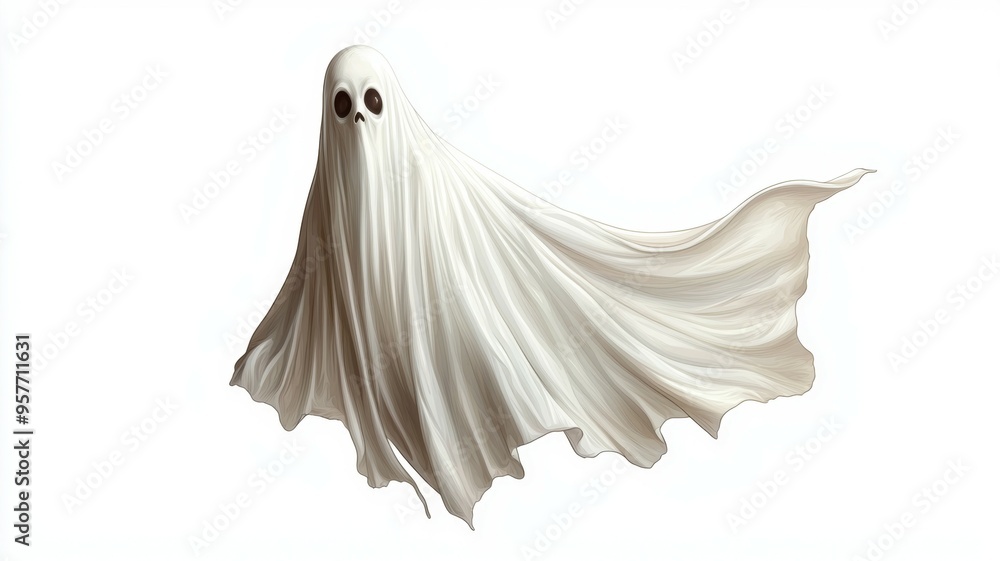 A ghostly figure with a white sheet draped over it A ghostly figure with a white sheet draped over it