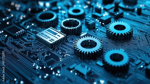 Circuit Board Gears Technology Abstract Background