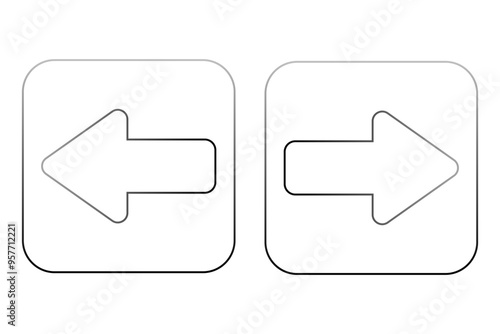 四角に囲まれた左右の矢印の線画イラスト