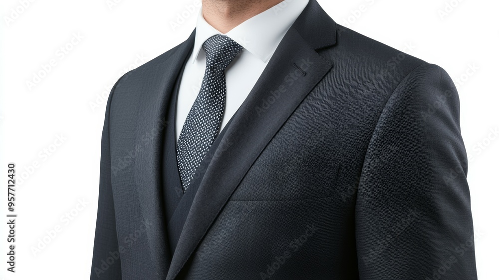 A man in a suit and tie with a tie that has a black and white pattern A man in a suit and tie with a tie that has a black and white pattern