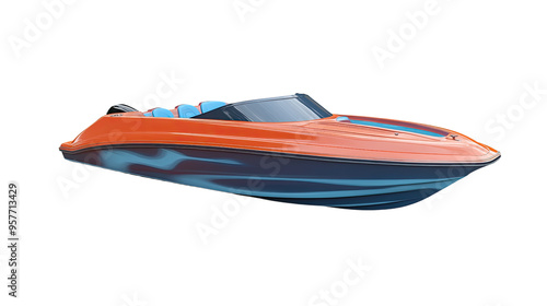 speedboat on transparent white background