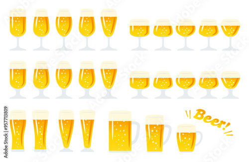 ビールのイラストセット beer illustration