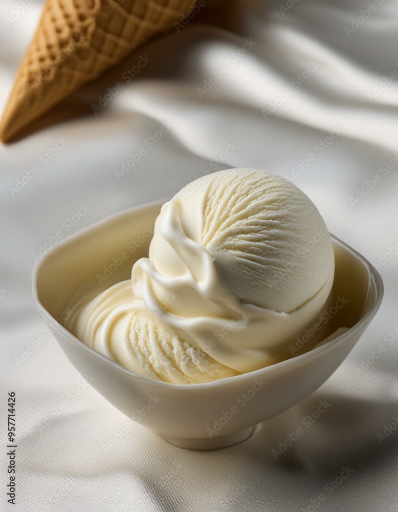 Delicious vanilla ice cream in a small bowl. Delicious vanilla ice cream in a small bowl.