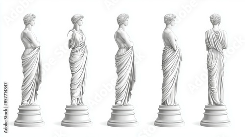 The statues are all of the same model, but they are different sizes photo