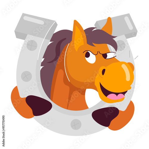 A flat style mascot of horse hoof  