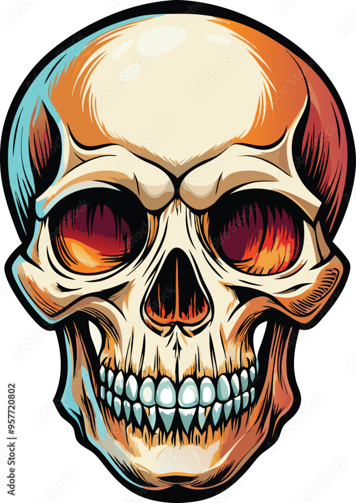 Fototapeta premium Skull death flat vector icons for apps and games. Human skull png file, 