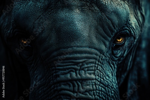 Close-up of an Elephant's Eye and Wrinkled Skin