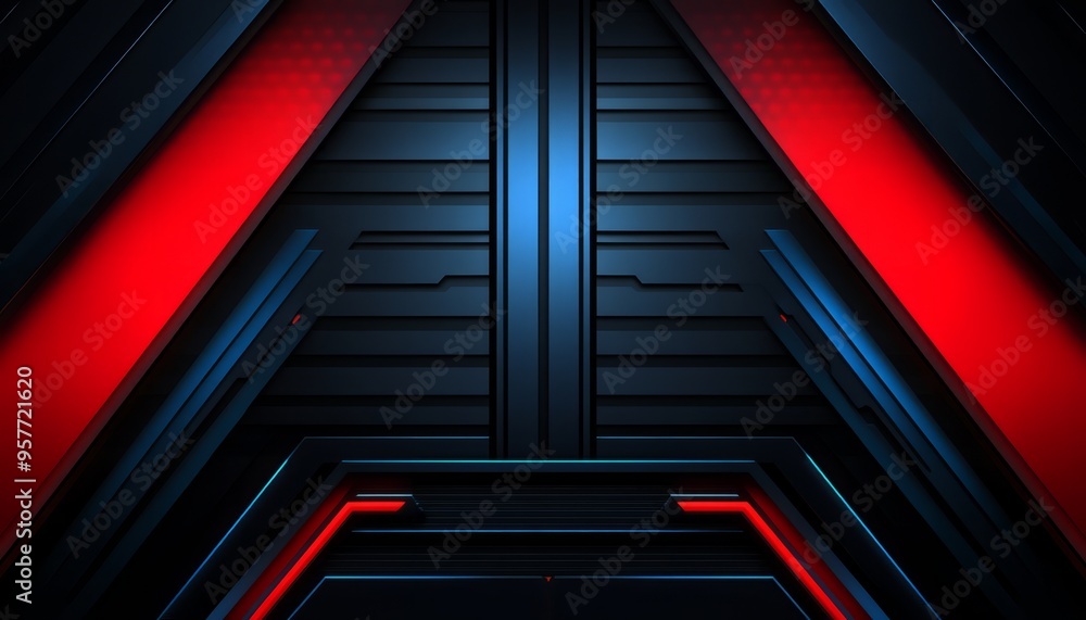 Obraz premium Abstract Geometric Pattern with Red and Blue Accents