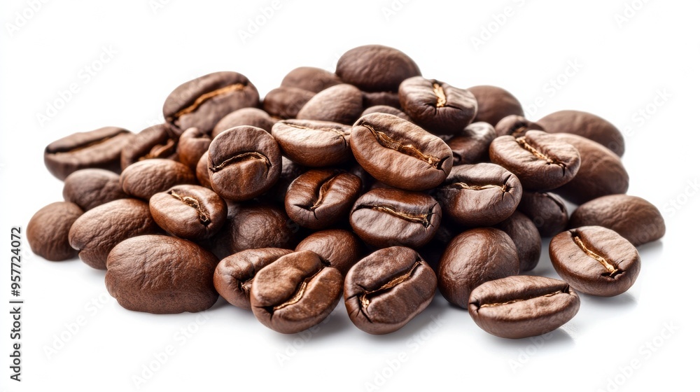Pile of coffee beans isolated on a white background Pile of coffee beans isolated on a white background
