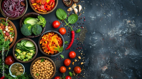 A Colorful Display of Fresh Vegetables, Nuts, and Spices for Mindful Eating Choices Today!