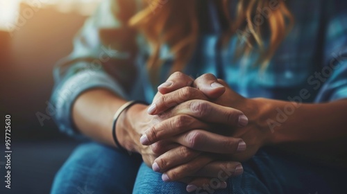 Hands Clasped Together in Contemplation and Inner Peace