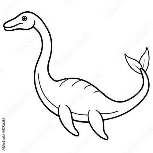 Plesiosaurus swimming in an ancient ocean