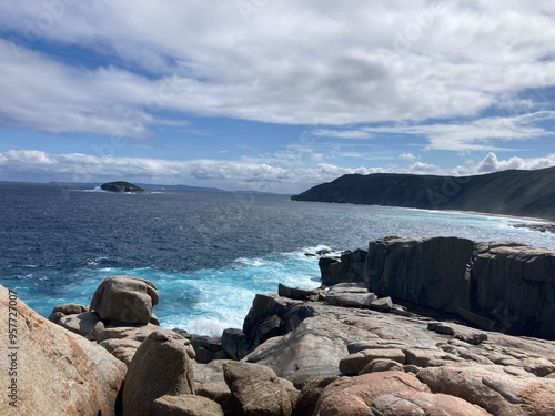 Dark ocean amongst a rocky coastline