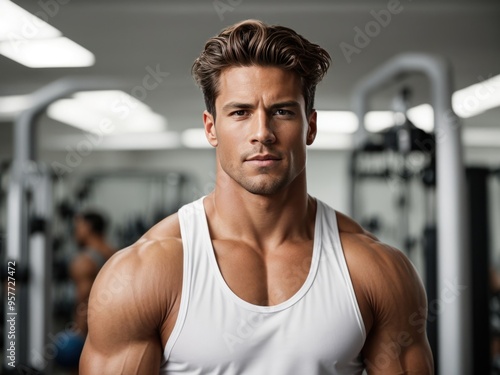 handsome man in gym background