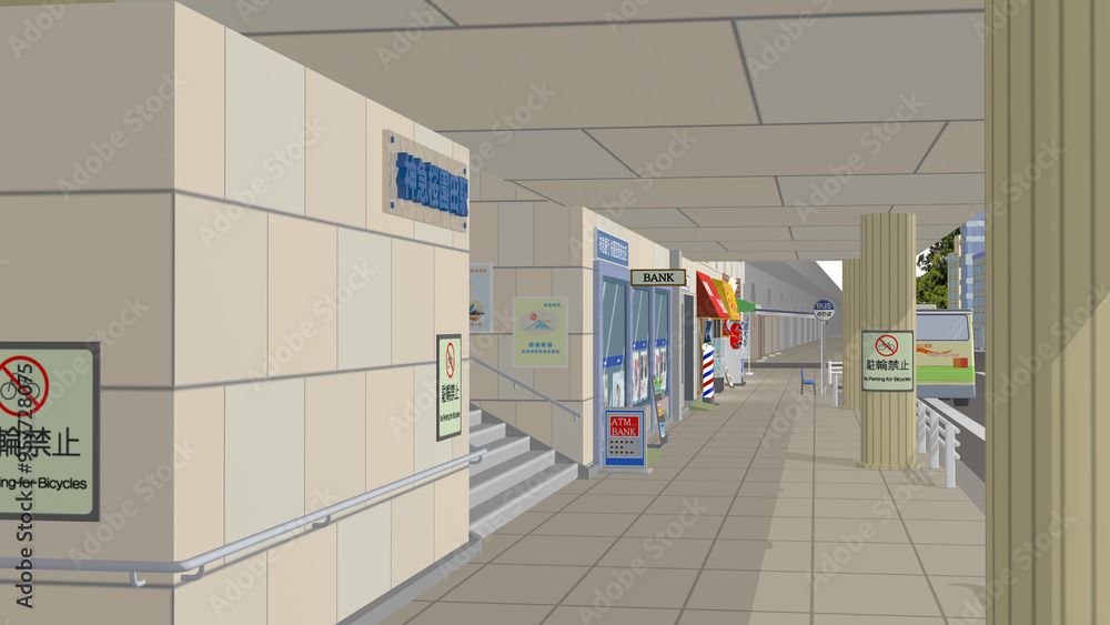 Obraz premium アニメーションの背景（高架通り）