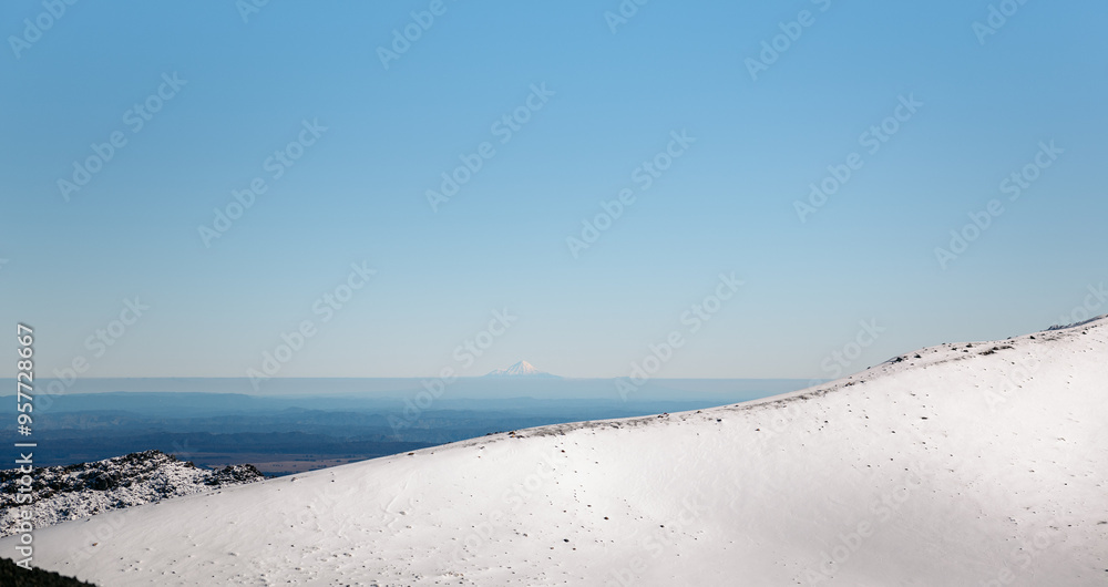 View of Mount Taranaki from Tongariro National Park. View of Mount Taranaki from Tongariro National Park.