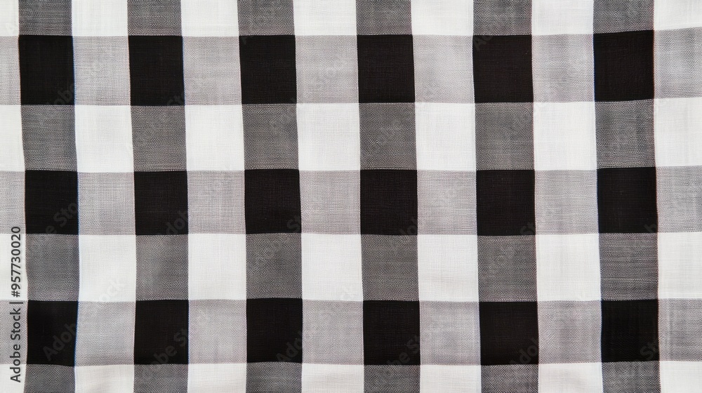 Fototapeta premium Black and white striped tablecloth background top view