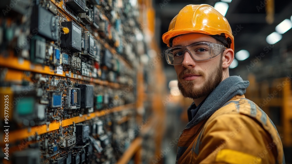 Industrial Worker with Safety Gear Industrial Worker with Safety Gear