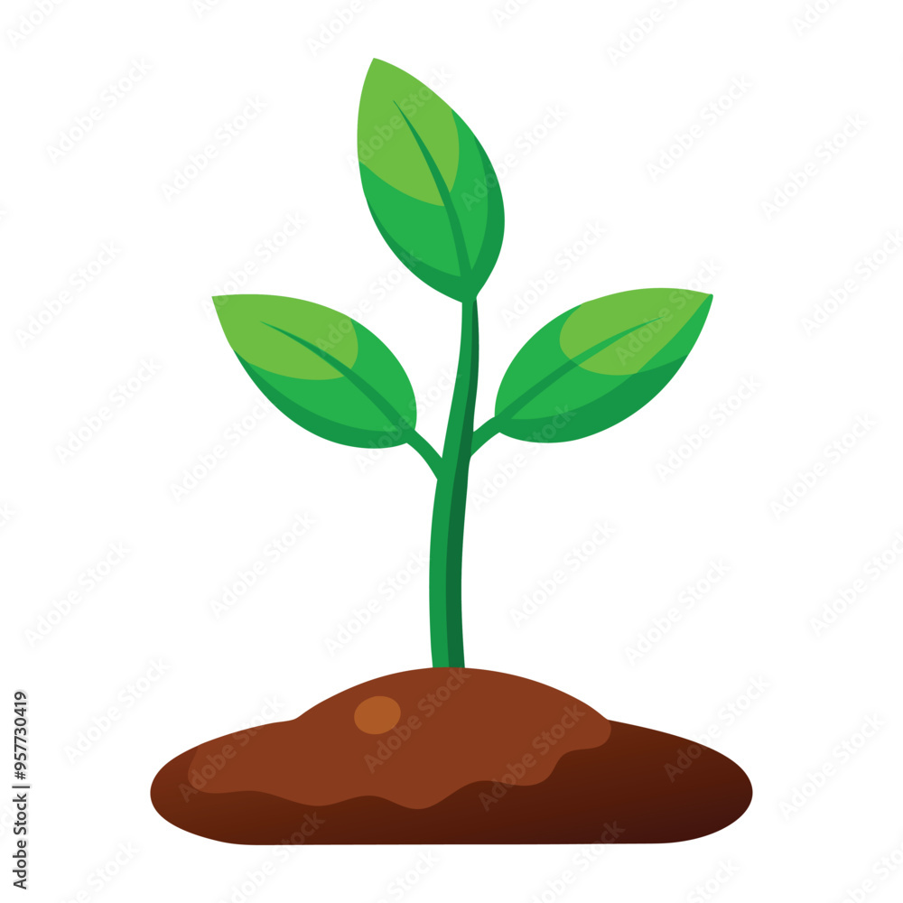 Illustration of Green sprout plant growing in soil Illustration of Green sprout plant growing in soil