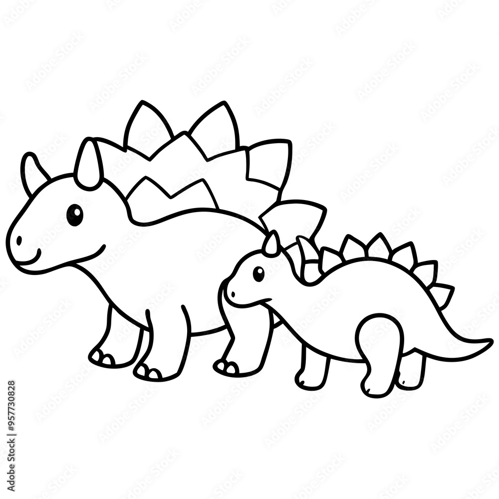 Stegosaurus and Triceratops playing together Stegosaurus and Triceratops playing together
