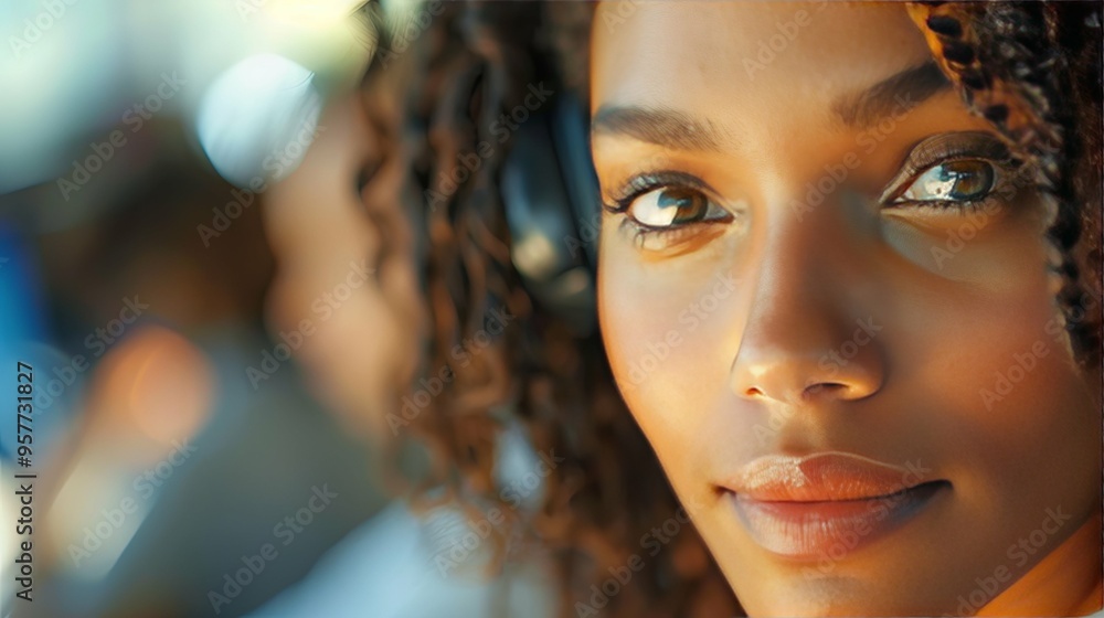 Close-up Portrait of a Woman with Brown Eyes and Curly Hair Close-up Portrait of a Woman with Brown Eyes and Curly Hair