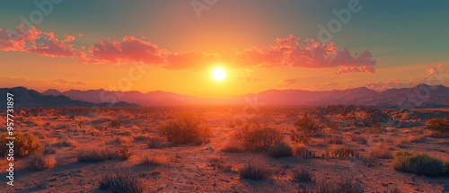 Majestic Desert Sunset - Vibrant Landscape Panorama