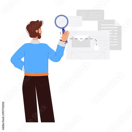 Character based flat illustration of overview  