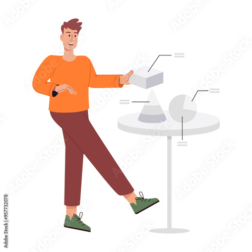Character based flat illustration of metrics 