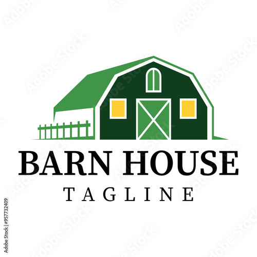 Barn house logo design template. Ranch barn house illustration files.