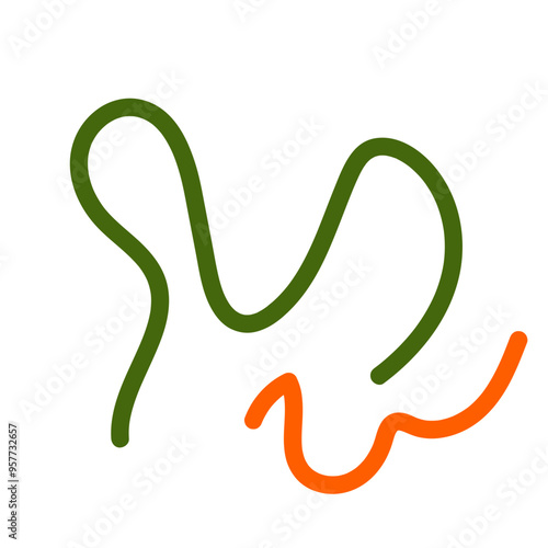 Green orange squiggly lines vectors 