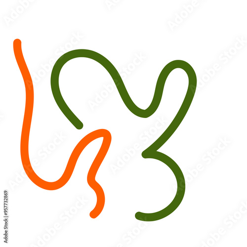 Green orange squiggly lines vectors 