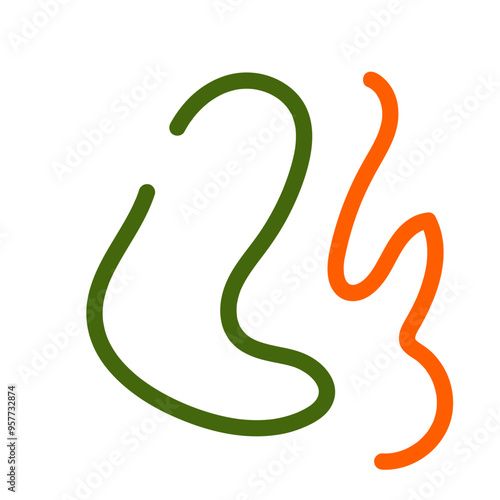 Green orange squiggly lines vectors 